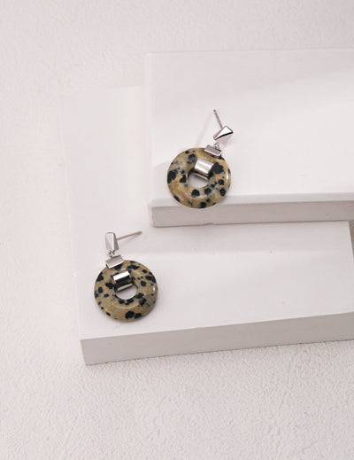 925 Silver Spotted Stone Earrings