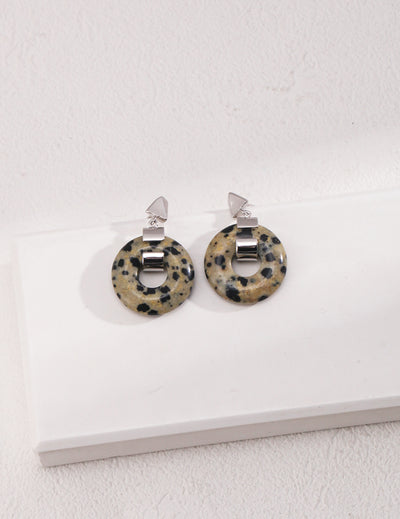 925 Silver Spotted Stone Earrings