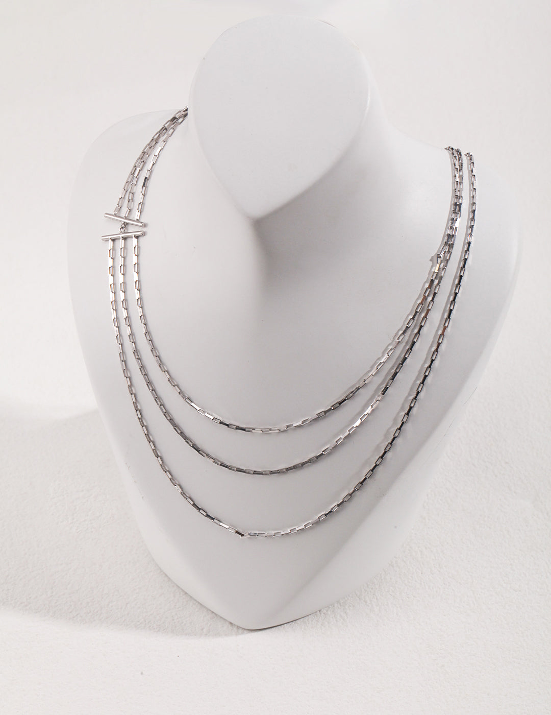 925 Sterling Silver Simple three-layer necklace