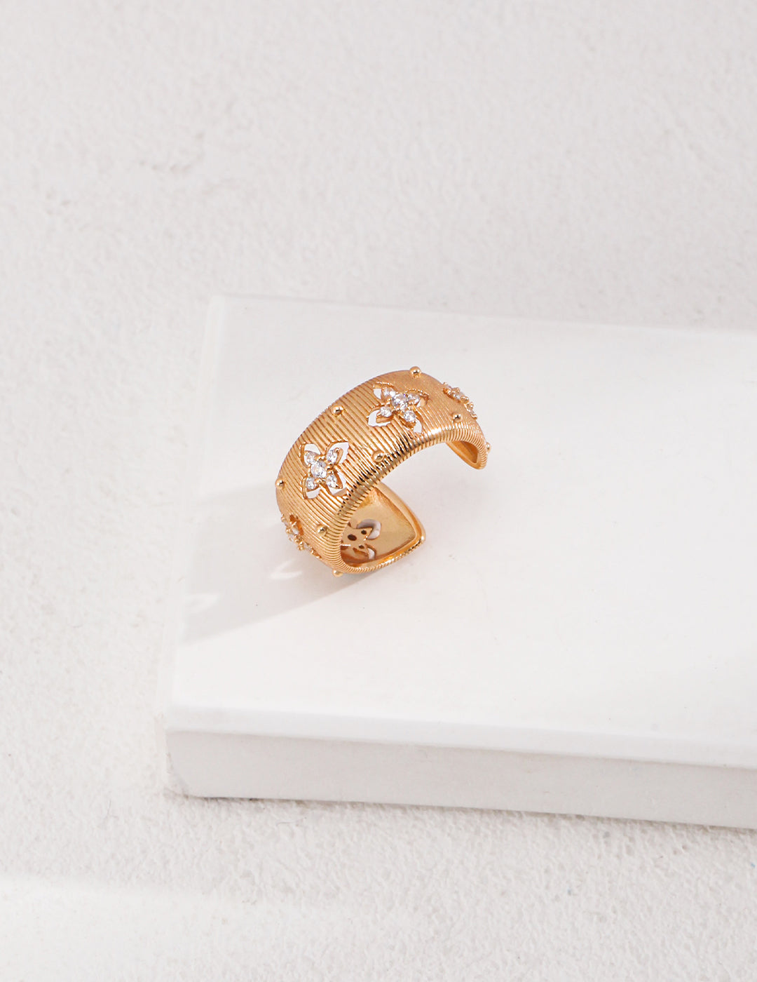 Gold Sterling Silver Simple Zircon Rings
