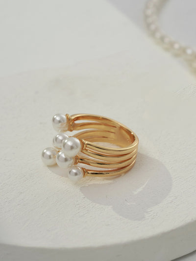Sterling Silver Shell Beads Ring