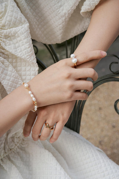 Double Pearl Open Ring
