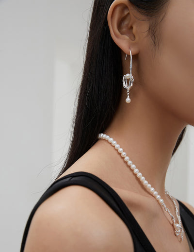 Sterling Silver Asymmetric Pearl Earrings