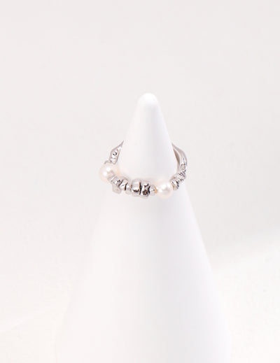 Sterling Silver Two Pearl Ring