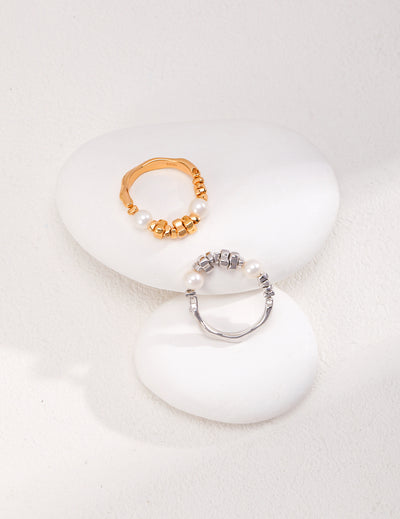 Sterling Silver Two Pearl Ring