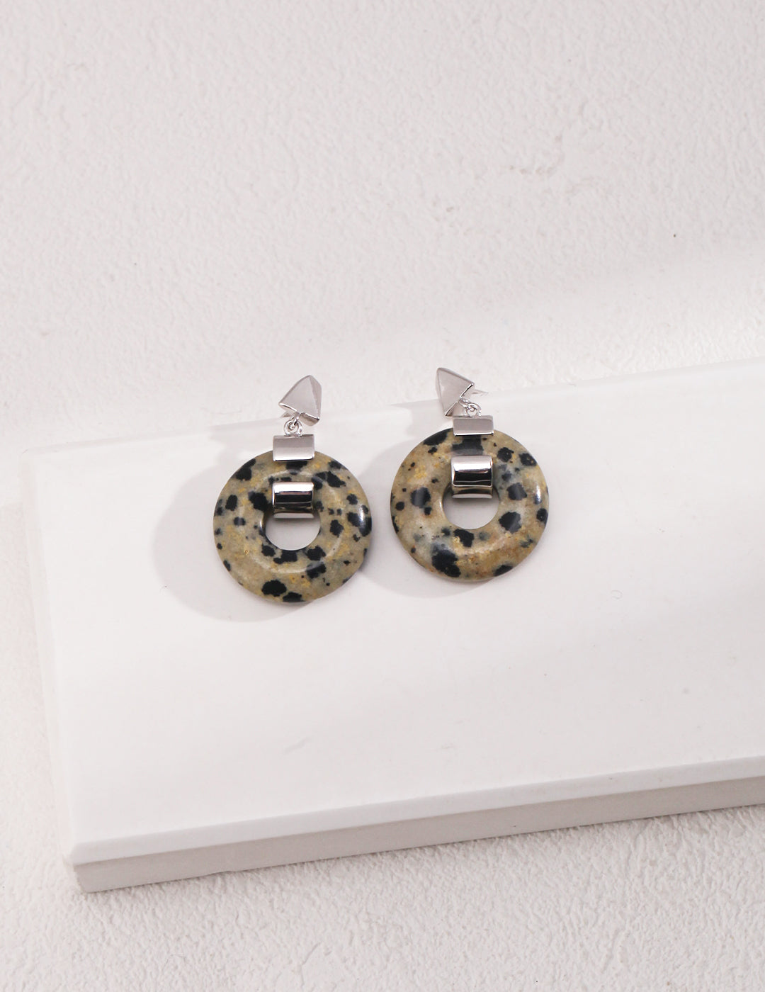 925 Silver Spotted Stone Earrings