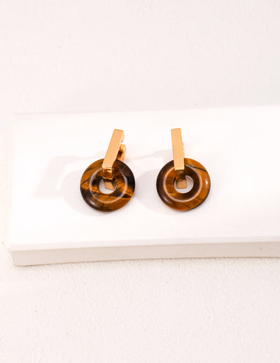 Natural Tiger Eye Stone Earrings