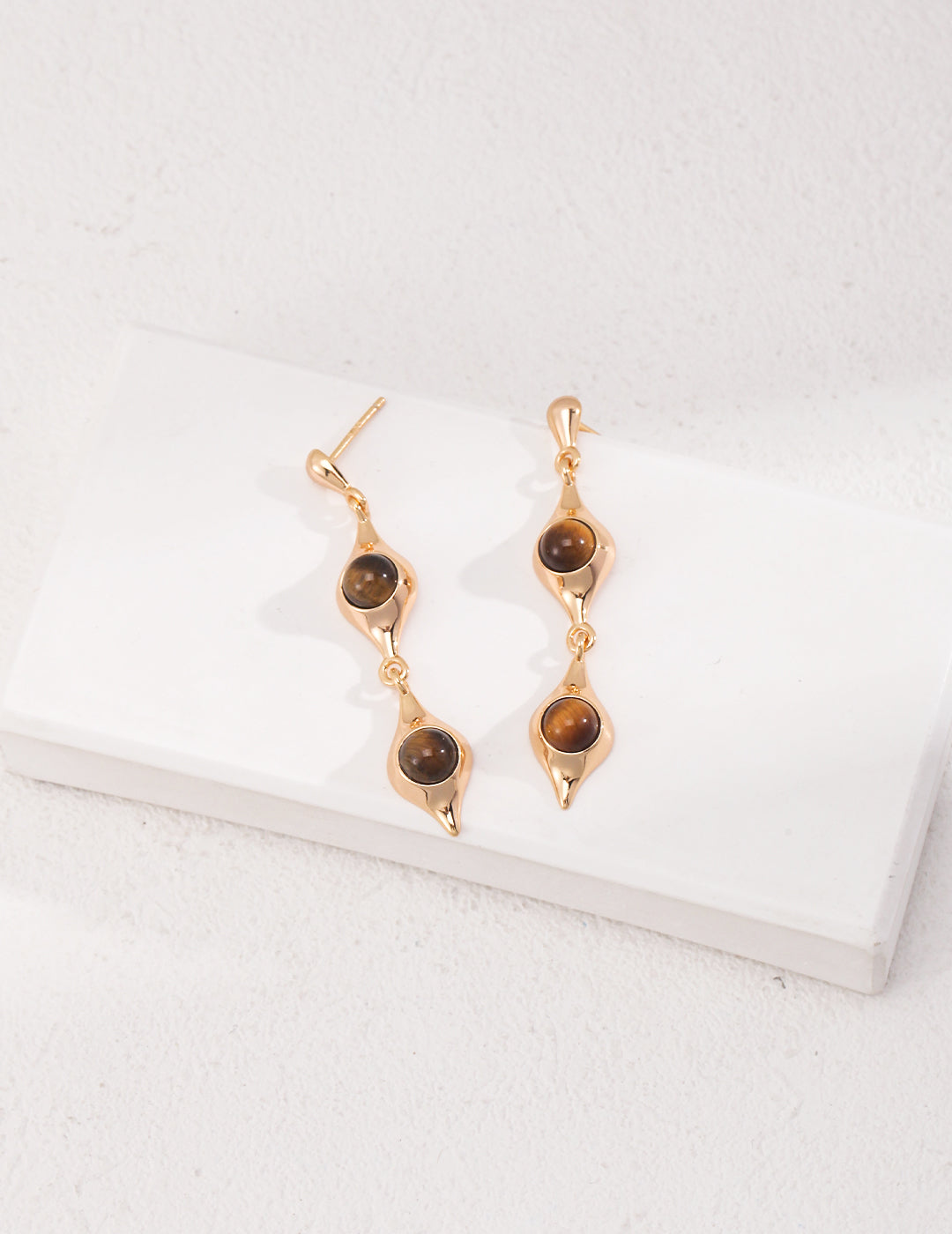 Tiger Eye Stone Baroque Long Pearl Earrings