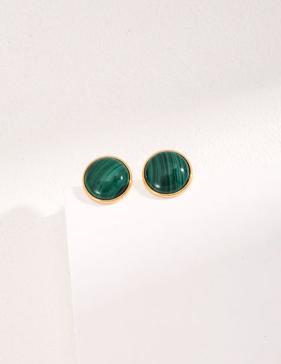 Sterling Silver  Malachite Stone Earrings