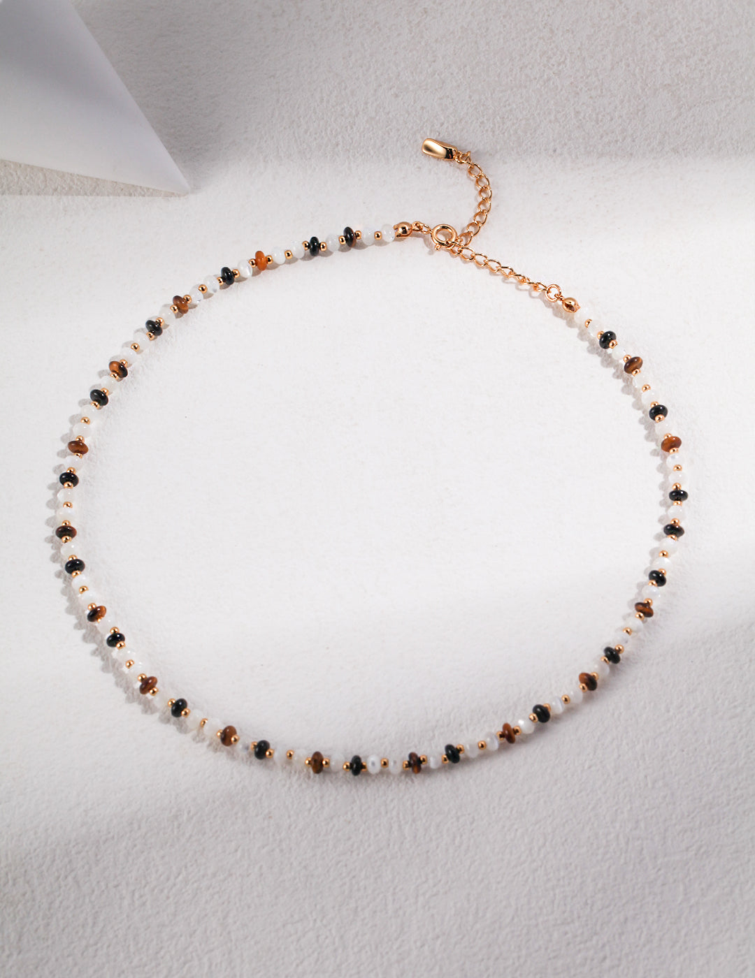 Retro Tiger Eye Stone Mother-of-Pearl Spliced Pearl Necklace