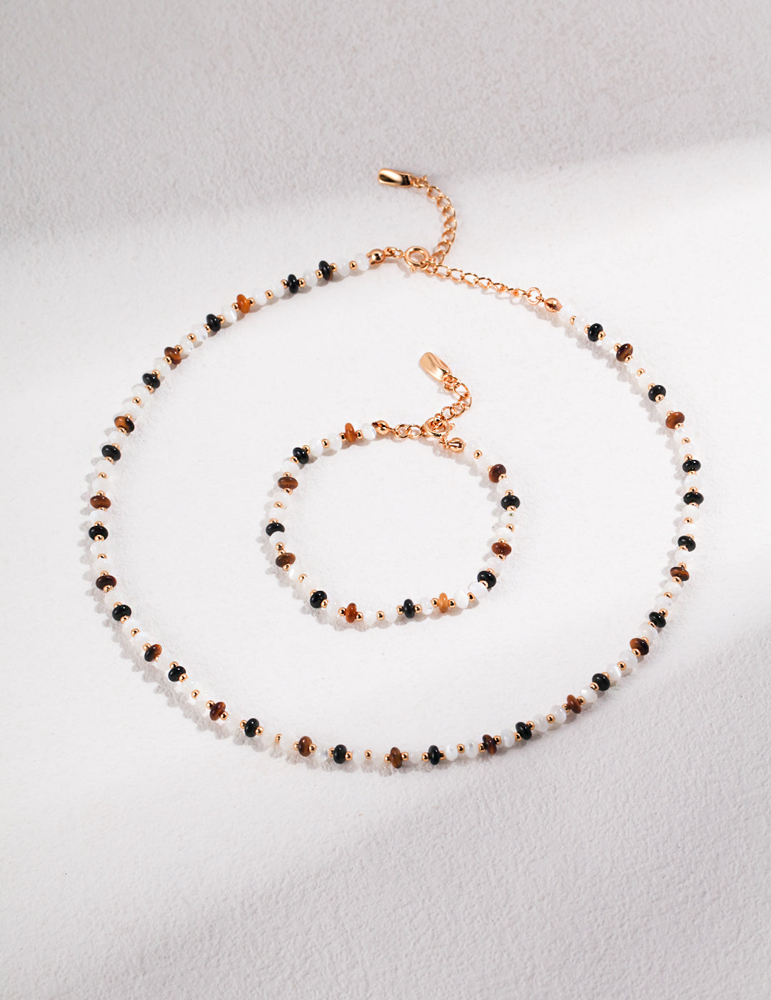 Retro Tiger Eye Stone Mother-of-Pearl Spliced Pearl Necklace