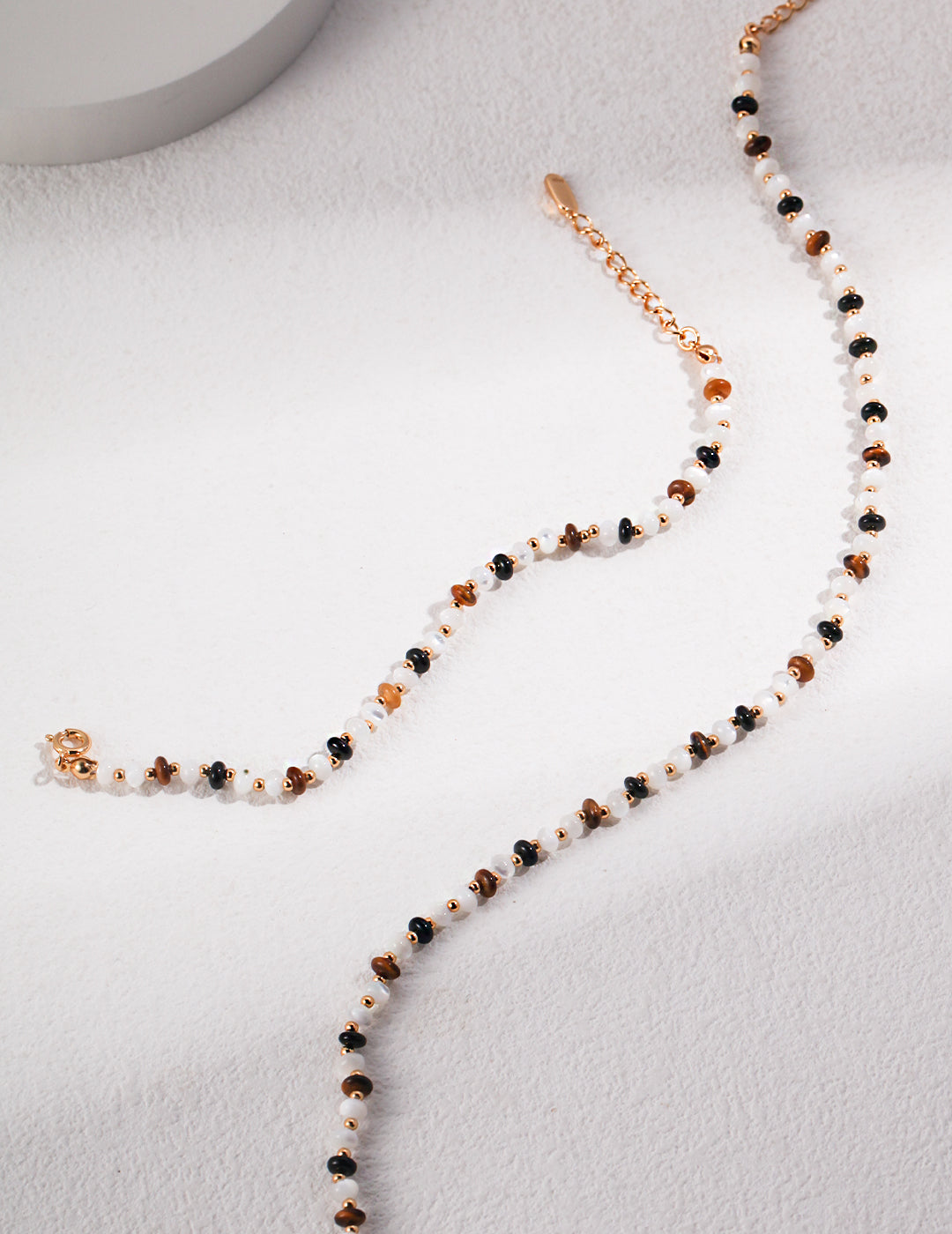 Retro Tiger Eye Stone Mother-of-Pearl Spliced Pearl Necklace