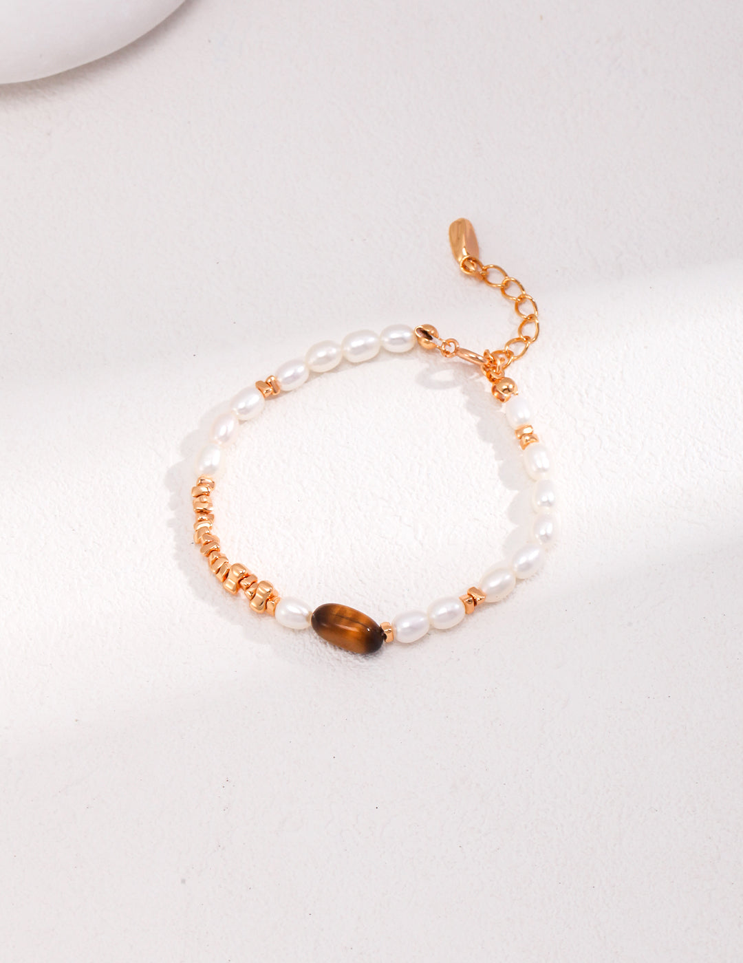 Tiger Eye Stone Sterling Silver Pearl Bracelet