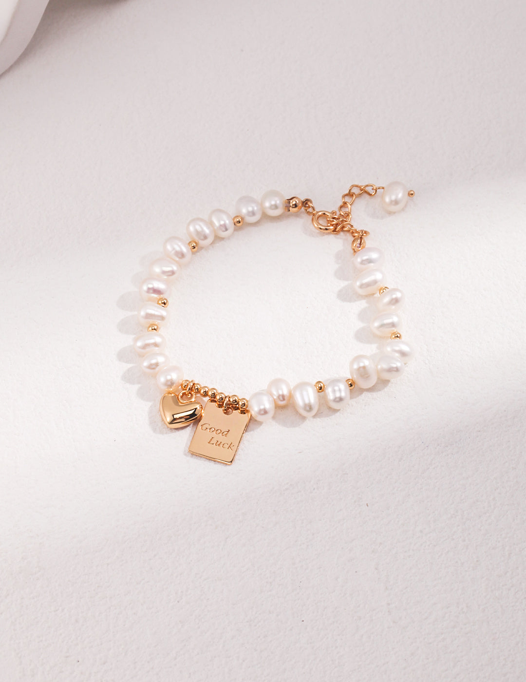 Square Love Heart Pendant Pearl Bracelet