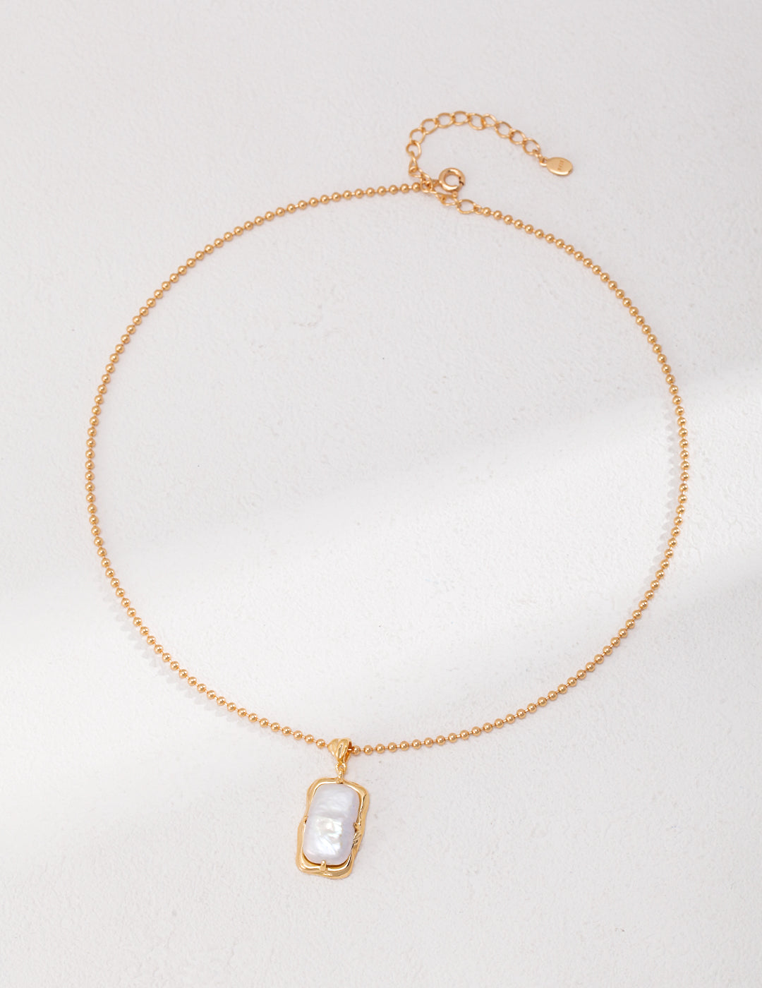 Natural Square Pearl Pendants Gold Beads Necklaces