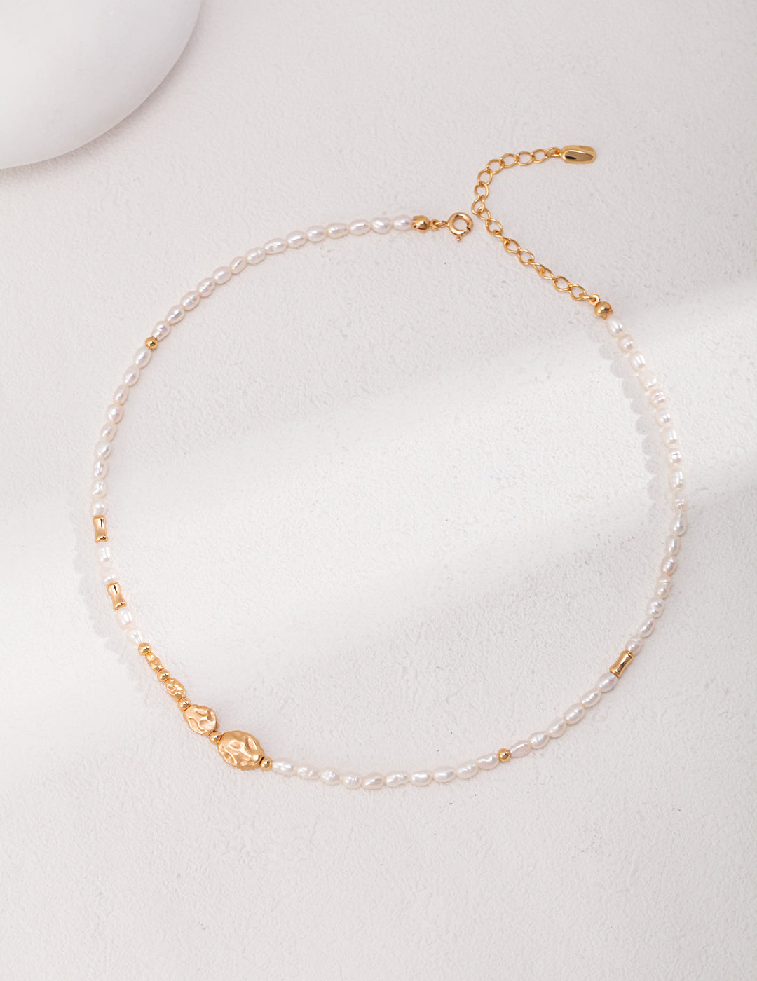 Sterling Silver Spliced Pearl Gold Necklace