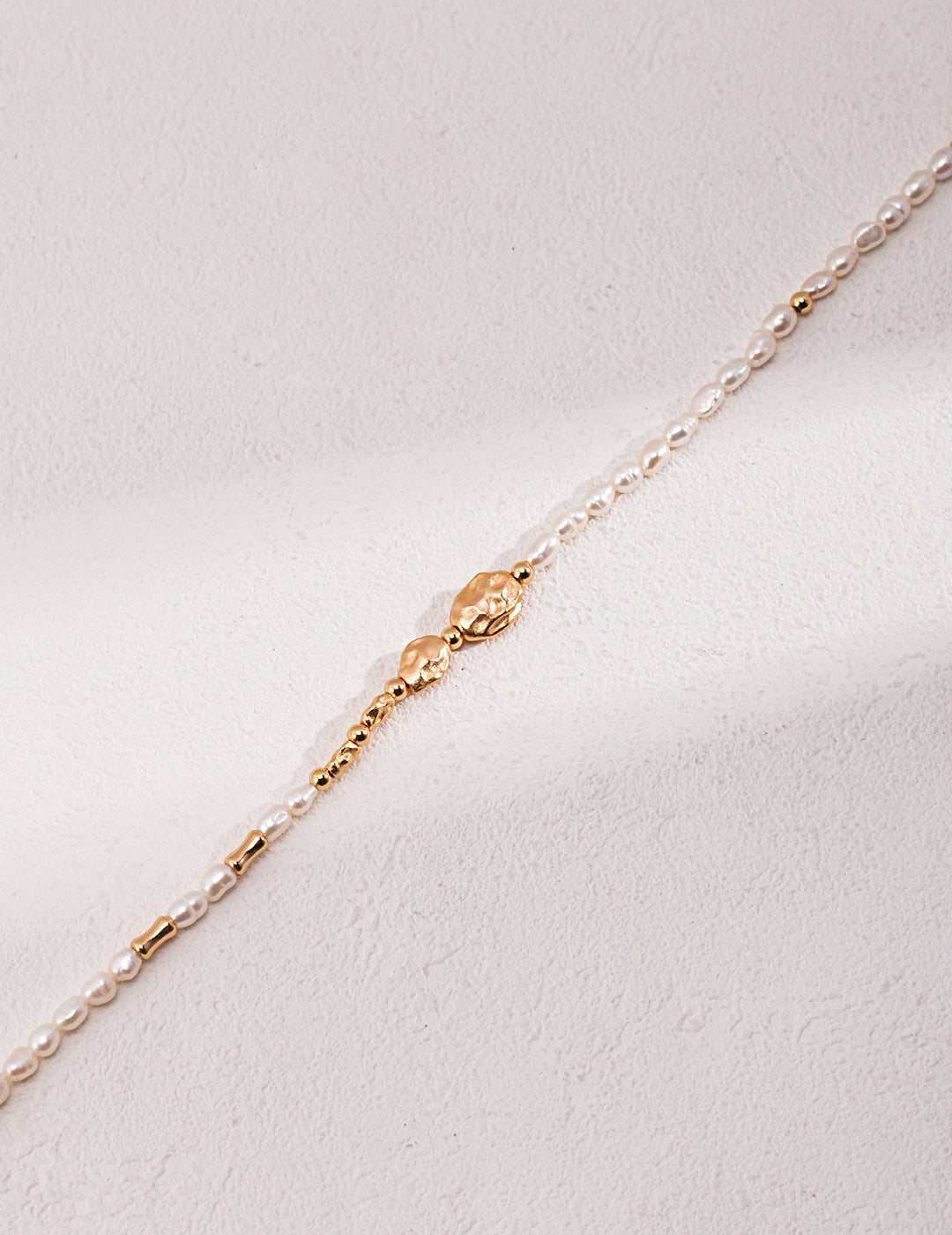 Sterling Silver Spliced Pearl Gold Necklace