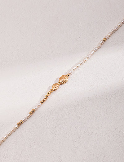 Sterling Silver Spliced Pearl Gold Necklace