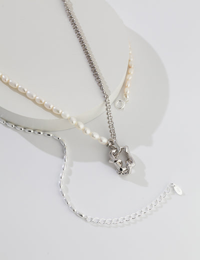 Sterling Silver Rice Grain Pearl Necklaces