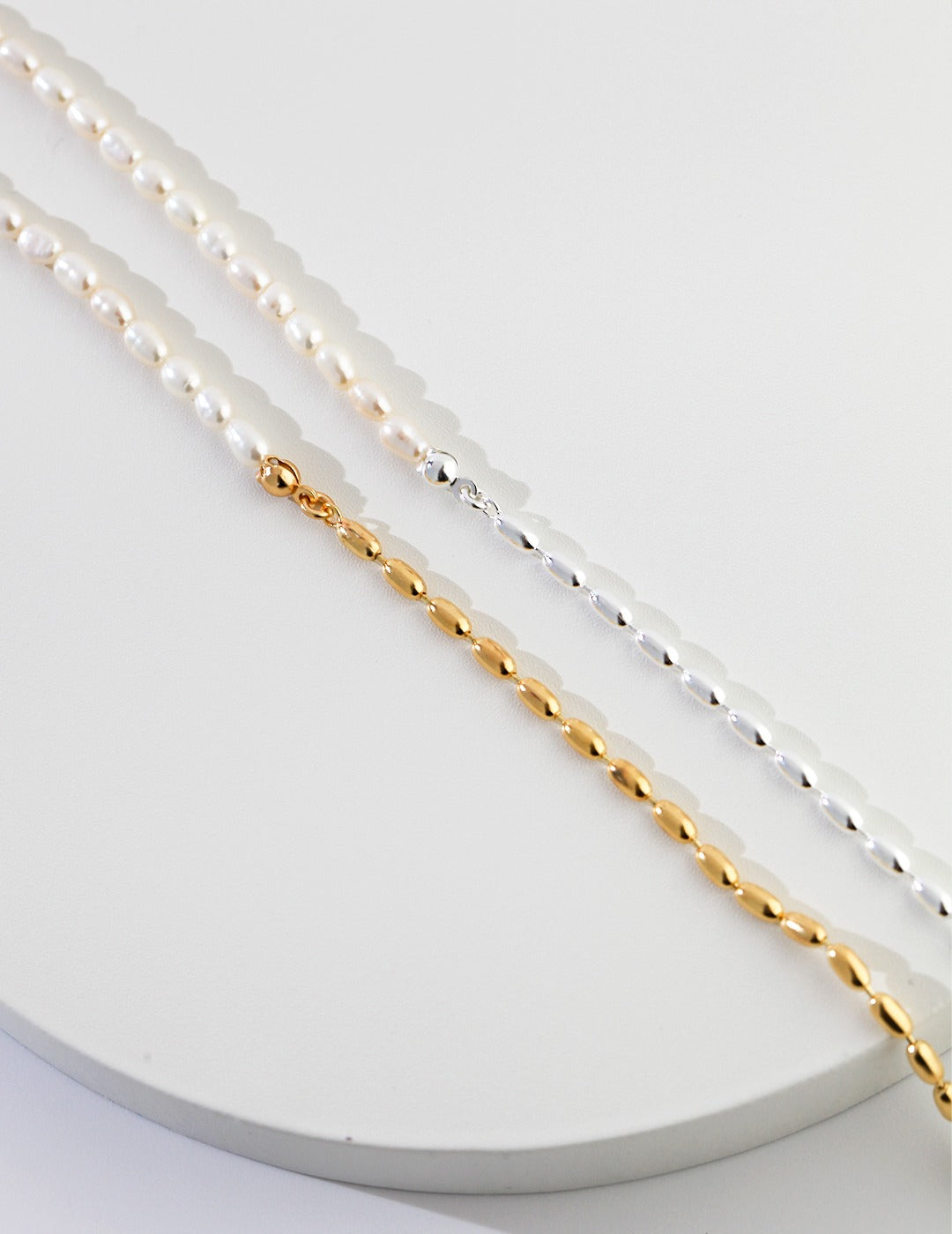 Sterling Silver Rice Grain Pearl Necklaces