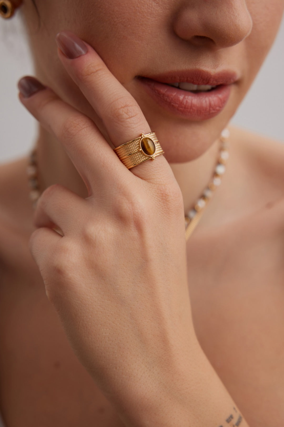 Sterling Silver Ring with Tiger Eye Gemstone