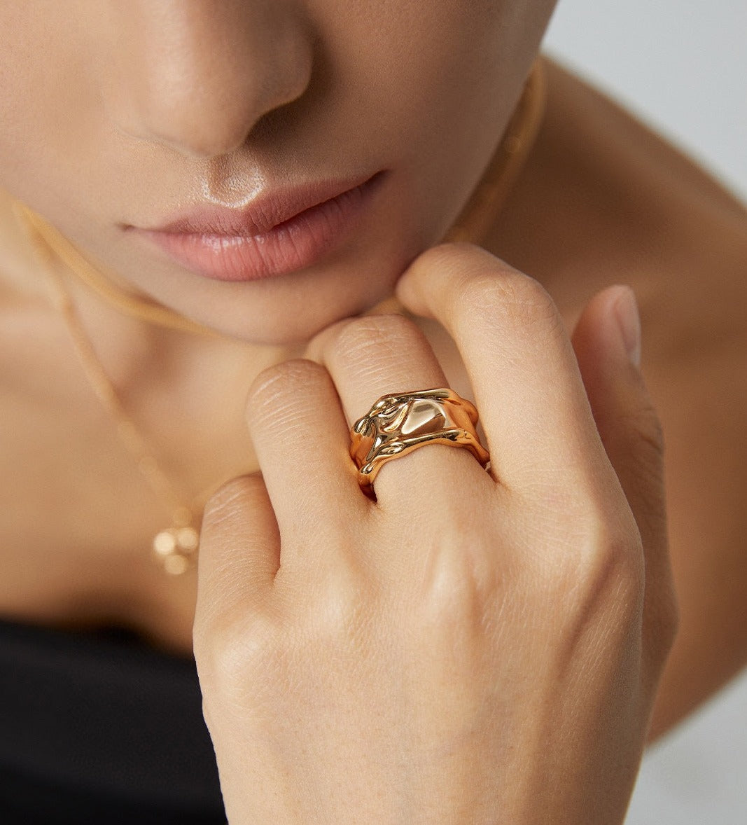 lrregular Lava Wide Face Ring